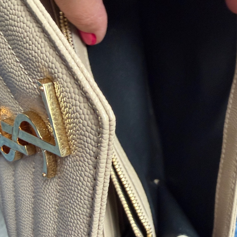 Saint Laurent Beige Quilted YSL Chain Crossbody Bag - Picture 11 of 11